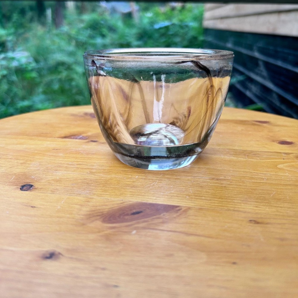 Vintage Atoll Bowl Votive Holder Smoke Swirl Art Glass Kosta Boda MCM Sweden